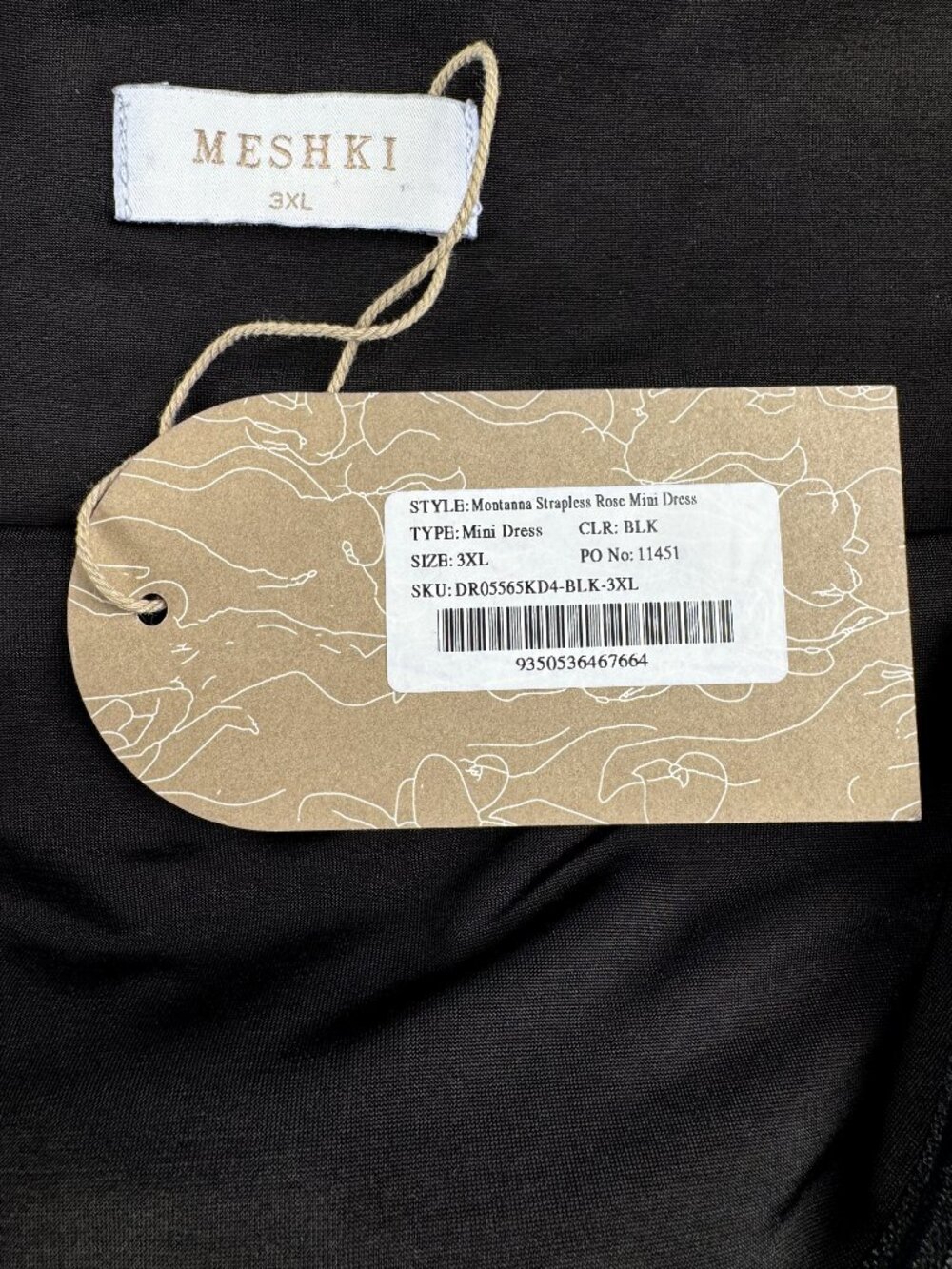 NWT Meshki Montanna Strapless Rose Mini Dress Black Women's Plus Size 3XL - Picture 4 of 6